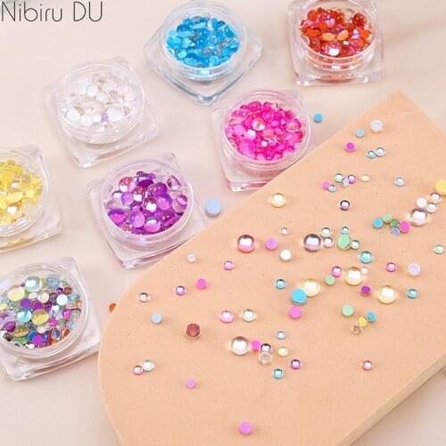 Multi-Size Glass Rhinestones Nail Art Decorations Round Gems Multicolor Bead Nail Charms Crystal Kawaii Accessories Supplies