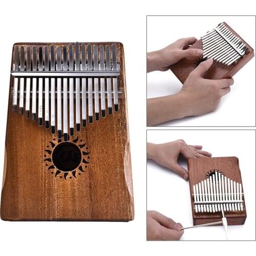 Muspor 17 Key Kalimba Thumb Piano Kids Adults Solid Mahogany Body Music Finger Percussion Keyboard(Sun Flower)