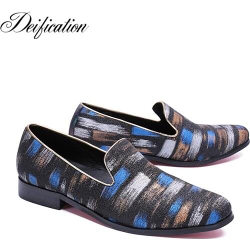 Deification Stylish Printed Mens Flats Casual Leather Shoes Moccasins Men Loafers Slip On Fashion Italian Male Driving Shoes