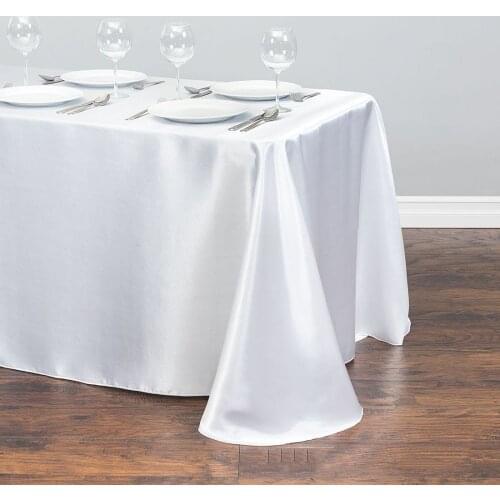 1pcs Solid Color Satin Table Cloth Tablecloth Table Cover Overlay For Birthday Wedding Banquet Restaurant Festival Party