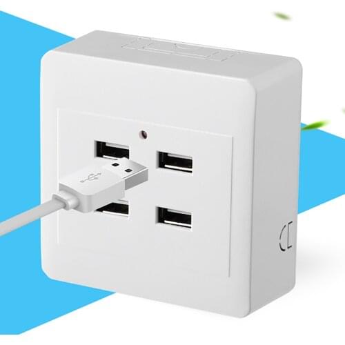 SANDIY 2/4 Ports USB Mounting Wall Socket Charger Power Adapter Plug Outlet Grounded Electric Wall Charger Adapter Charging