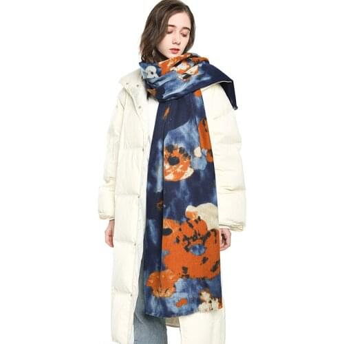 Fashion Imitation Cashmere Women Vintage Print Scarf Winter Warm Shawl Long Wrap Bandana Outdoor Casual Female Thick Blanket