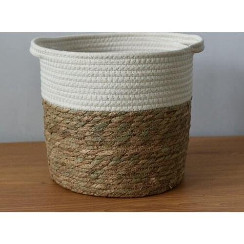Straw Cotton Rope Woven Storage Basket Simple Plant Pot Woven Flower Pot Home Indoor Decoration Flower Basket