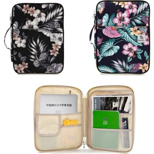 Flower Waterproof Nylon Document Bag For Notebook iPad Laptop Large Capacity File Bag Handbag Portable Storage Bag Sationery