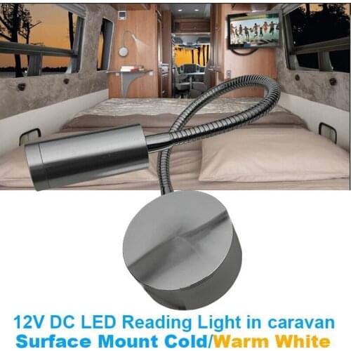 12V DC LED Reading Light Flexible Talk Interior light Caravan Camper Trailer/RV/Bedide Wall Lamp Cold Warm White