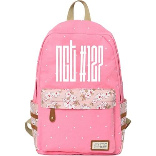 WISHOT KPOP NCT U Backpack flowers shoulder Travel Bag for teenagers girls women Canvas dot school bag