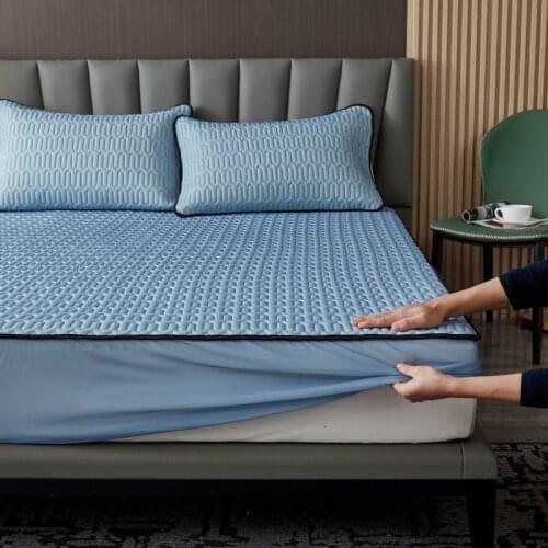 1 Pcs Summer Latex Fiber Cool Mat Soft Fitted Sheet Elastic Band Non-slip Bed Fitted Sheet Mattress Cool Bed Cover