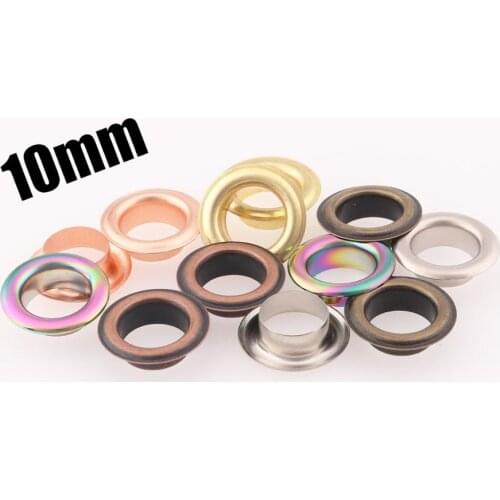 10mm(hole) Rose Gold Eyelets Grommets for Sewing Clothes Round Studs Rivets Rainbow Leathercraft Canvas Accessories Shoe