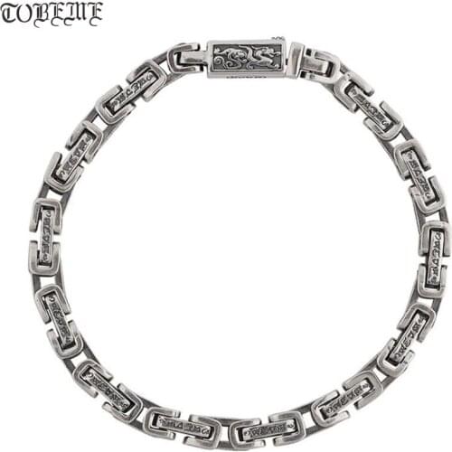 100% 925 Siilver Tibetan Six Words Bracelet 925 Sterling Buddhist OM Mani Bracelet Lucky Tibetan Dragon Bracelet