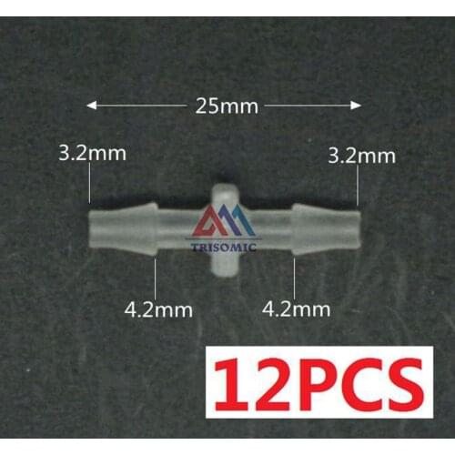 12 pieces 3.2mm Straight Connector Plastic Fitting Barbed Connector PP Hose Tube Connection Joiner Fitting Aquarium Tank