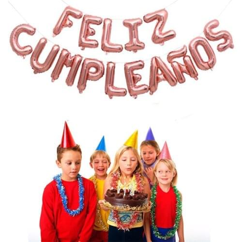 15pc/set Spanish Feliz Cumpleanos Happy Birthday Letter Banner Alphabet Inflatable Globos Hang Foil Balloons Air Balloons Decor