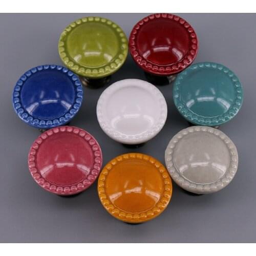 1x Cut Button Ceramic Knob Cabinet Shoebox Cupboard Wardrobe Drawer Door Handle Pull Kids' Dresser Knobs
