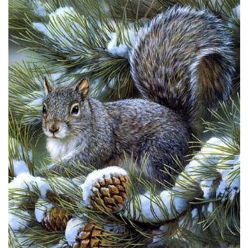 Diamond Painting 5D DIY Animal Painting Tree Squirrel Scenery Picture Square/Round Diamond Cross Stitch Decorative Gift WG3118