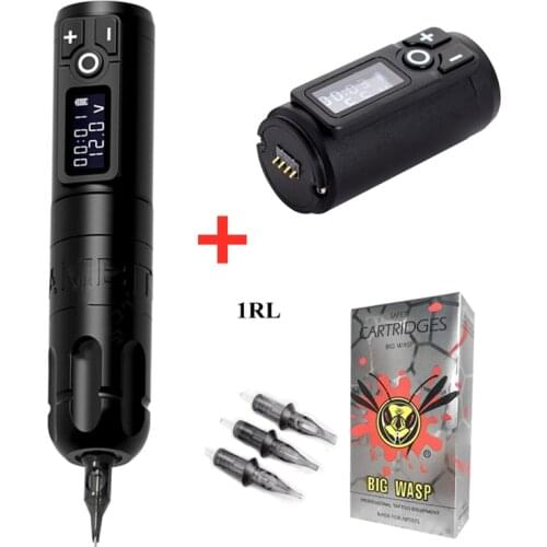 Ambition Soldier Wireless Tattoo Pen Machine Battery with Portable Power Brushless Motor With 1001RL Cartridge Needle Kit