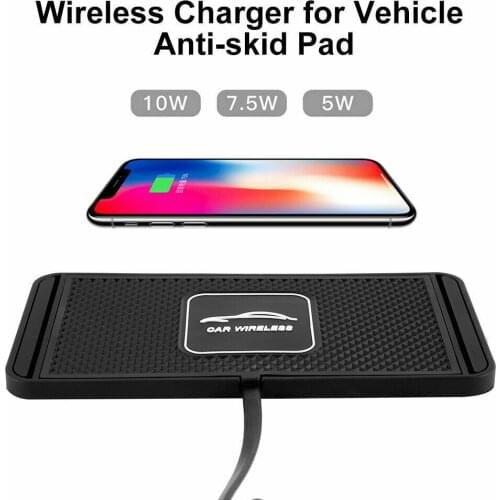 Car Charger 2in1 Wireless Phone Charger Car Silicone Charging Pad Phone Dash Mount with GPS Holder for iPhone 8 Plus X XR XS Max
