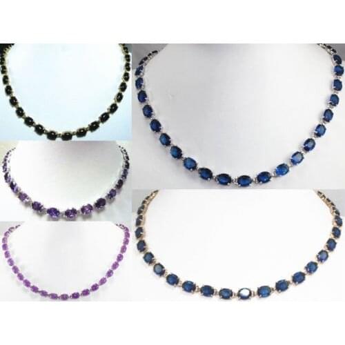 FREE SHIPPING 5 color-fine 7*9mm blue/purple/black //zirconia necklace 45cm can choose