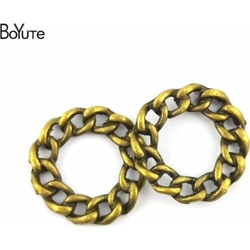 BoYuTe (50 Pieces/Lot) 21*4MM Wholesale Antique Bronze Plated Zinc Alloy Chain Circle Charms for Jewelry Making Materials