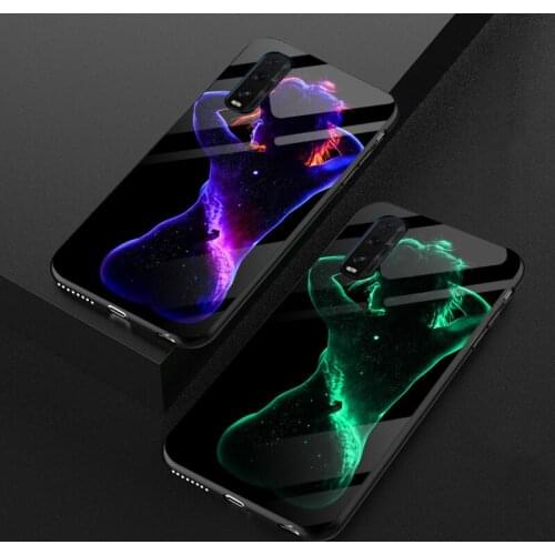 Luxury Luminous Glass Case For OPPO R15 R15X R17 Pro K1 Body painting TPU Silicone Cover For OPPO Find X X2 Pro