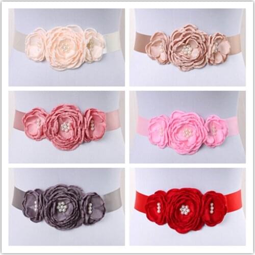 Flower Maternity Belt Women Ribbon Sash Elegant Flowergirl Bridal Waistband Photo Props Pregnancy Accessories Dress Sashes