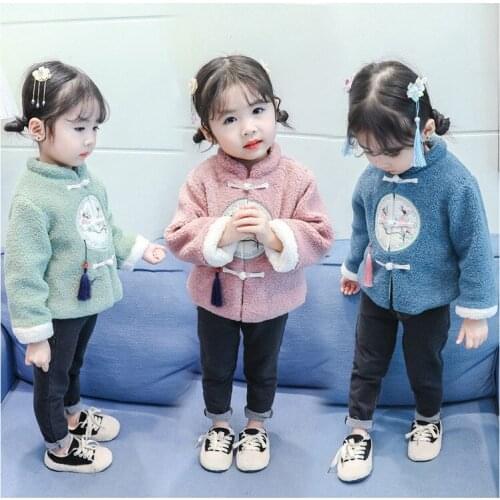 Explosion childrens clothing autumn and winter new 2-6 years old female baby Chinese style warm creative wool sweater coat