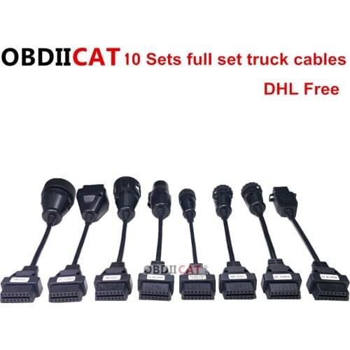 DHL 10 Set Full set 8 Cable Truck Cables for TCS Scanner OBD2 Cable Truck Cable OBD Adaptor Connectors free shipping
