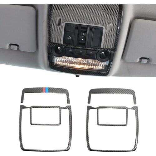 For BMW X5 X6 E70 E71 2008 2009 2010 2011 2012 2013 2pcs Carbon Fiber Front Reading Light Frame Cover Sticker Trim