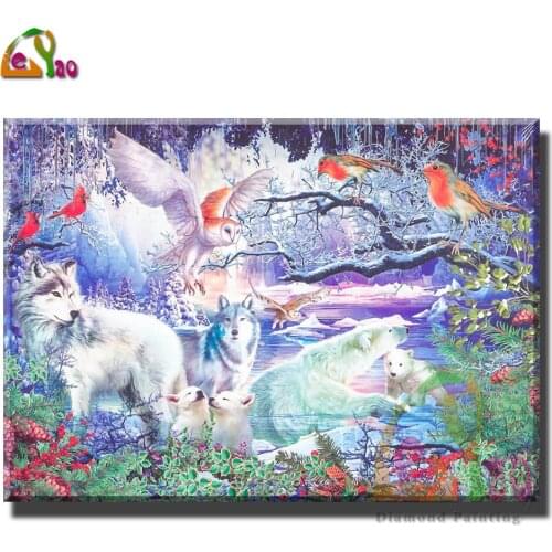 Spirit of Winter 5d DIY Diamond Painting Wolf Bear Full Square/Round Diamond Embroidery Animal Mosaic Cross Stitch Home Decor