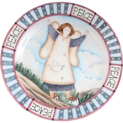 European pastoral style small angel decoration hanging plate seat plate home decoration wall hanging plate