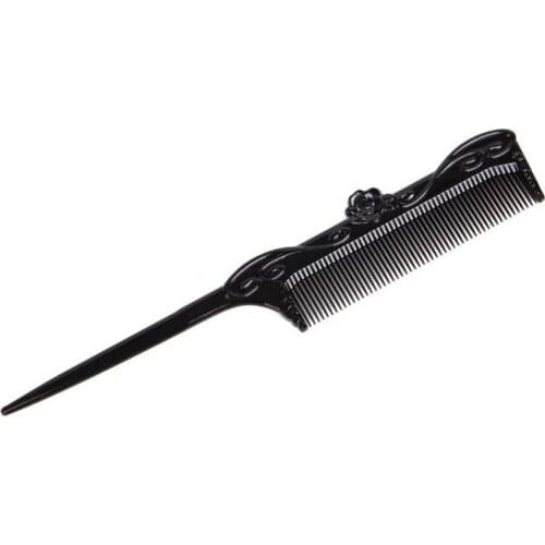 Tail Comb Fine Tooth Black Plastic Pointed Hairstyle Tools Rose Flower Pattern Hairdressing Hair Stylist Salon Combs