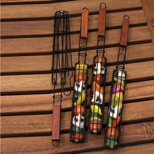 BBQ Kabob Grilling Basket Skewers Rotisserie Kebab No Stick Basket Cooking BBQ Grill Accessories Non-Stick Kabob Baskets