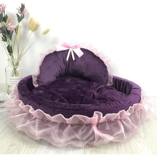 2020 New Creative Princess Style Dog Mat Cushions Round Pet Bed House Best Pad For Small Cat Dog Nest Warm Deep Sleeping Cushion