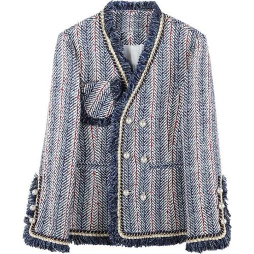 Small fragrant tweed short coat womens ladies autumn and spring fashion temperament tweed small fragrance style slim coat F1106