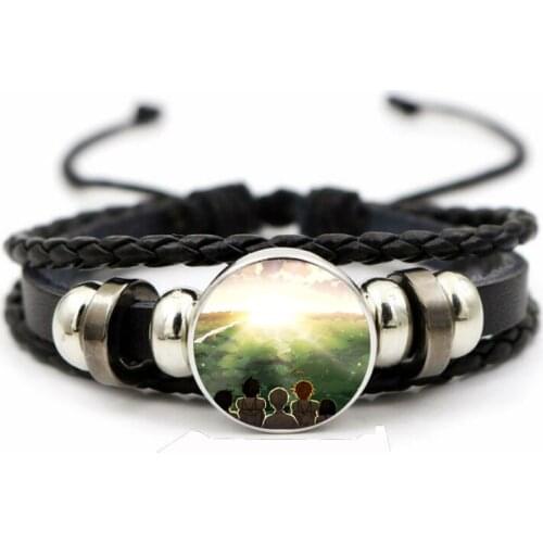 A Place Further Than the Universe Bracelet Glass Dome Charm Leather Bracelets Anime Jewelry teenager Cosplay boys girls Gift