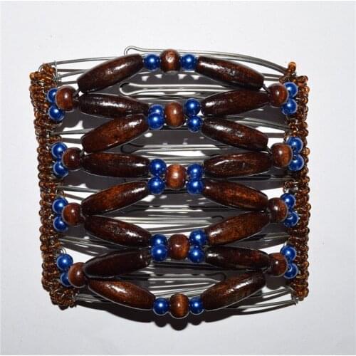 Brown blue pearl metal comb girls women lady wedding pary best gift magic comb 10 pcs /lot