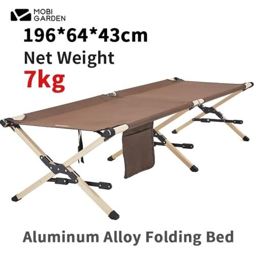 MOBI GARDEN Outdoors Aluminum Alloy Camping Bed 120kg Bearing Capacity 600D Wear-Resisting Portable Folding Bed Tent Sleeping