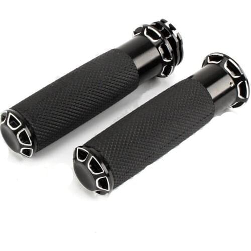 Motorcycle Black CNC 1" 25mm Handlebar Hand Grips For Harley Dyna Electra Glide Fatboy FXRS FLHR FXR Sportster Touring