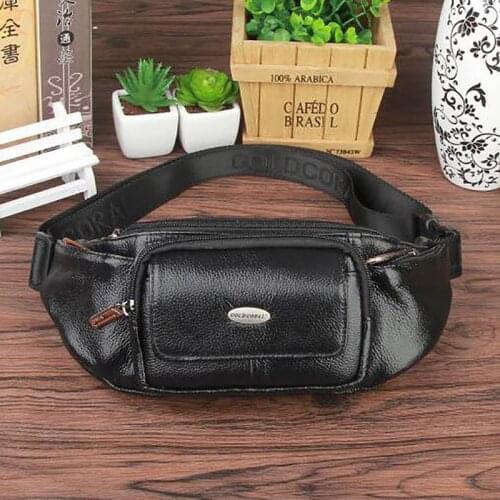 Men Genuine Leather Hip Bum Belt Bag Sling Chest Pack Travel Cell Phone Purse Vintage Designer Natural Skin Male Waist Pack Bags