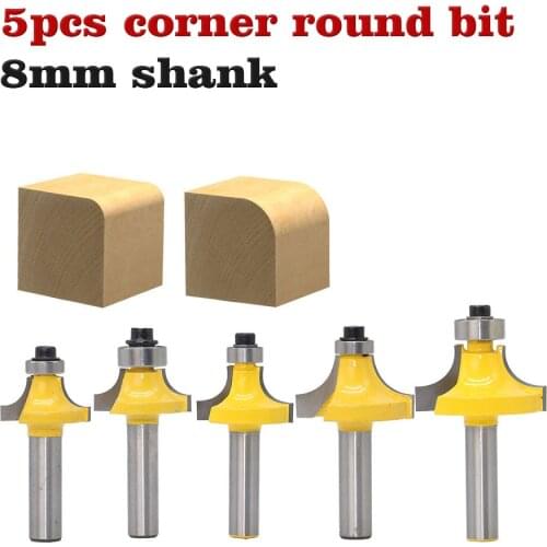 5pcsBit Round Over Edge Forming Router Bit Set - 8" Shank Woodworking cutter fillet knife