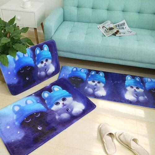 Sorgirl Cartoon Animal Printed Mat Hallway Rug Kitchen Carpet Home Decorative Floor Mat Flannel Anti-slip Doormat
