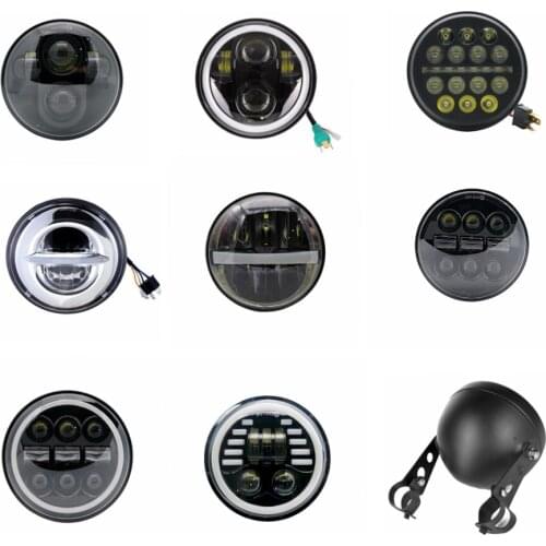 Newest 5.75 Inch black/chrome LED Headlight For Dyna Softail Sportster 883 XL883 FXCW 5 3/4" led DRL motorbike headlamp