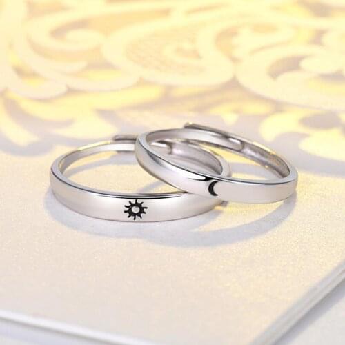New Fashion Sun Moon Couple Opening Rings For Women Promise Wedding Bands for Him and Her Jewellery Party Gifts SAR214