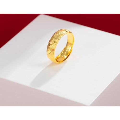 24K Gold Wedding Rings for Women or Men Vintage Open Ring Female Male Classic Engagement Gold Ring Fine Jewelry Gifts anillos