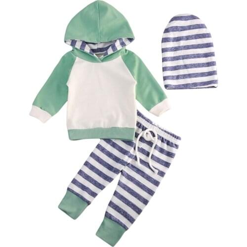 Baby Girl Clothes Boys Clothes Long Sleeve Hooded T-shirts Sweatshirt Striped Leggings Pants Outfits Childrens Clothing Sets