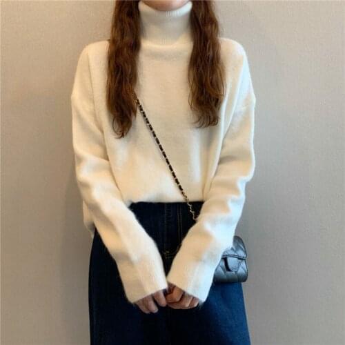 Autumn Winter Women Knitted Turtleneck Sweater 2021 new Casual Pullover Sweater Korean Long Sleeve Loose Tops