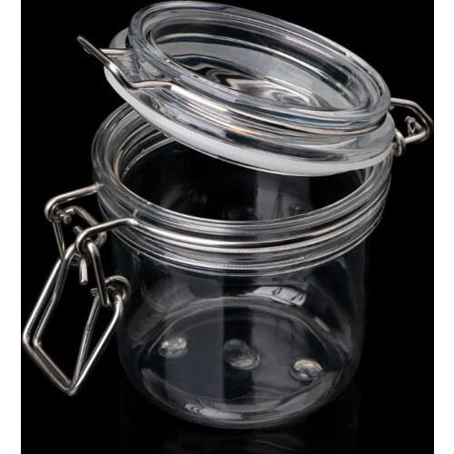 500ML Plastic Round Clip Top Storage Jar With Airtight Seal Lid Kitchen Food Container Tableware Preserving Cosmetic Cream