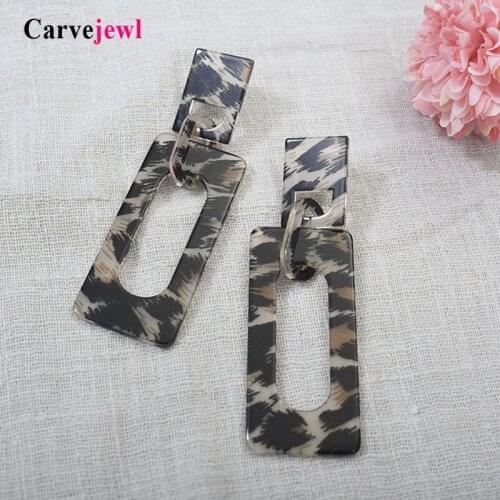 Carvejewl rectangle earrings leopard print Acrylic Acetic Acid Drop dangle earrings for women jewelry Bohemia European earrings