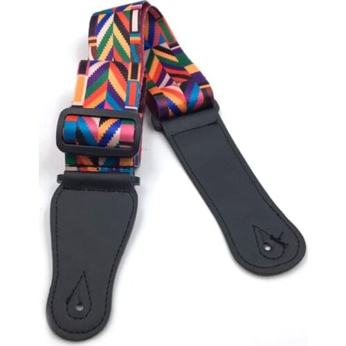 Adjustable Heavy Duty Guitar Strap For Electric Acoustic Guitar Bass Leather Multi-Color Guitar Belt Polyester Guitar Strap New