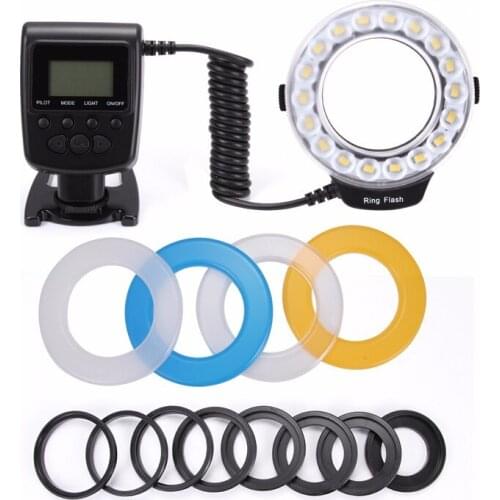 RF-600D 18 LED Macro LED Ring Flash Versatile Lighting Macro Photography Flashes For Canon Nikon Sony Mi Hot Shoe DSLR