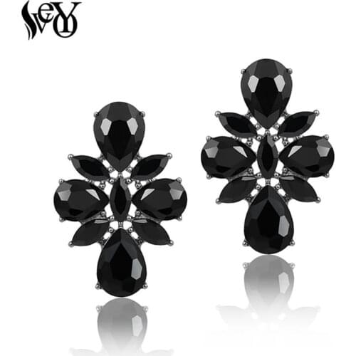 VEYO Stud Earrings for Women Round Crystal Earring New Geometric Trendy Jewelry Free Shipping Wholesale