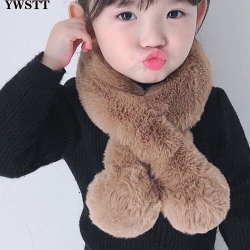 Girls Faux Fur Scarf 2020 New Autumn Winter Boys Girls Warm Plush Scarf Imitation Fur Grass Scarve